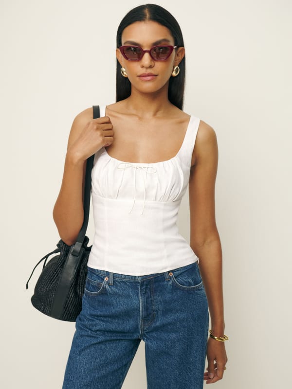 Balia Linen Top - White